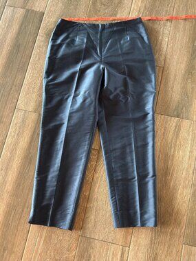 Talbots 100% silk black lined side zip pants size 14